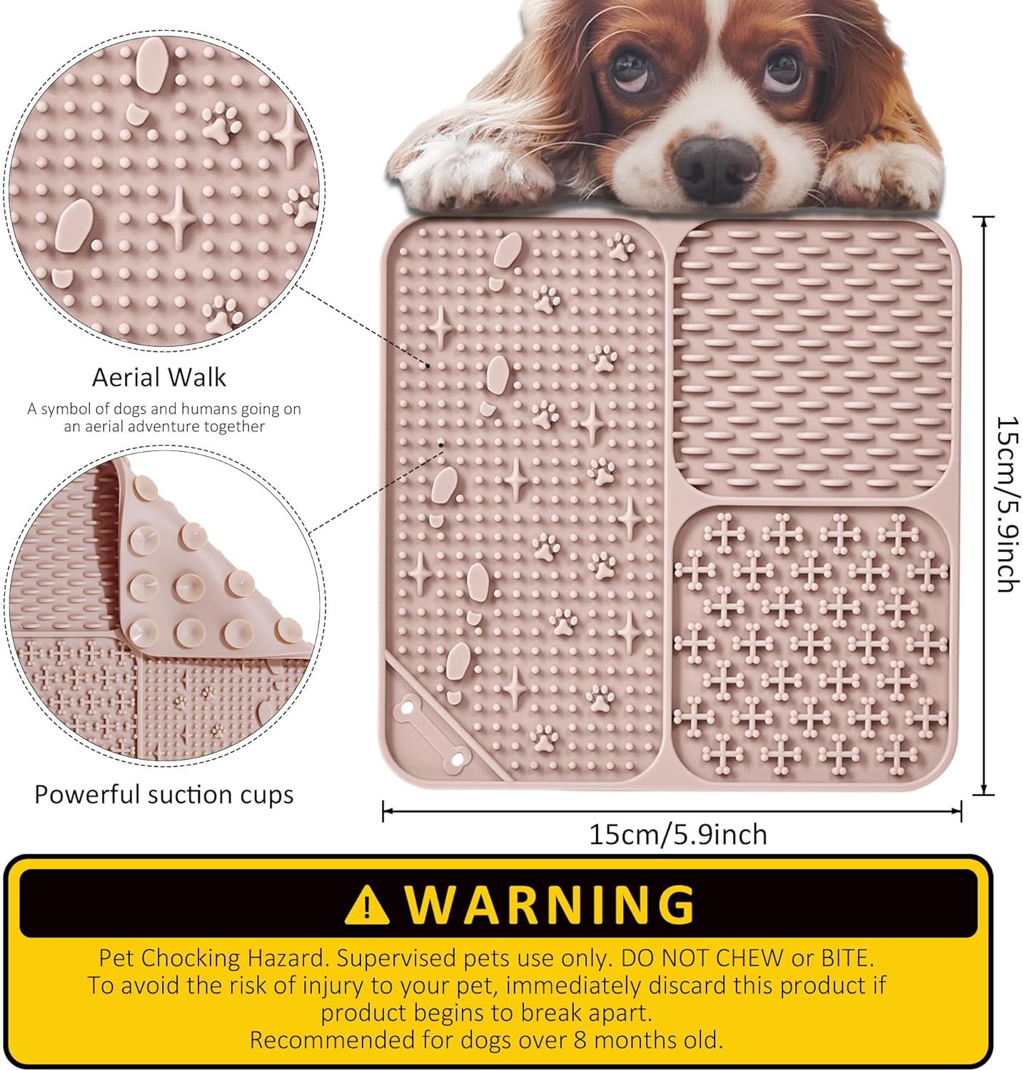 Lick Mat for Dogs(2pcs, Large, 7.9") Easy Clean Silicone Licking Pad Slow Feeder for Pets Cats with Suction Cups, Enrichment Accessories Anxiety Boredom Relief, Keep Them Busy for Bathing
