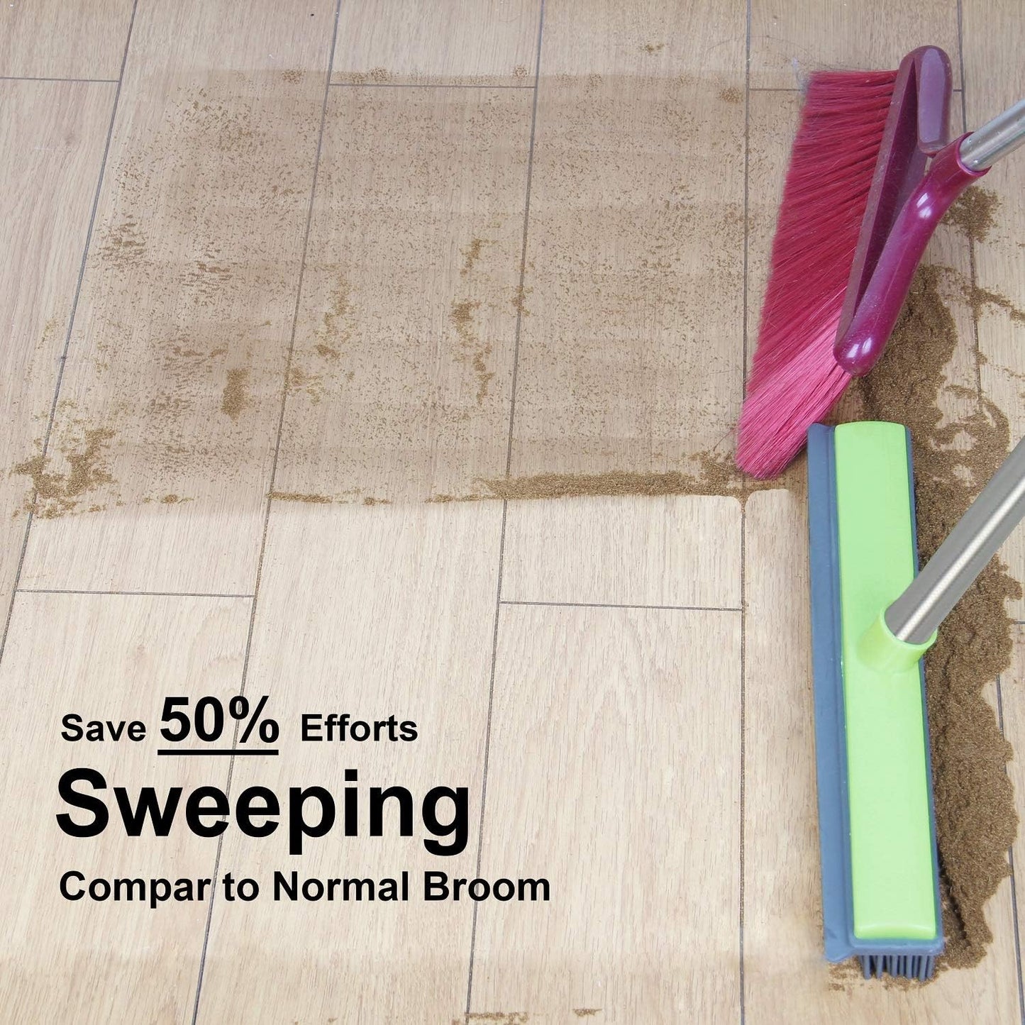 Rubber Broom and Pet Hair Removal Brush Set for Carpet, Fur Remover Broom with Squeegee for Wooden Floor, Detailing Lint Remover Brush for Pet Dog Cat Hair Car Interior