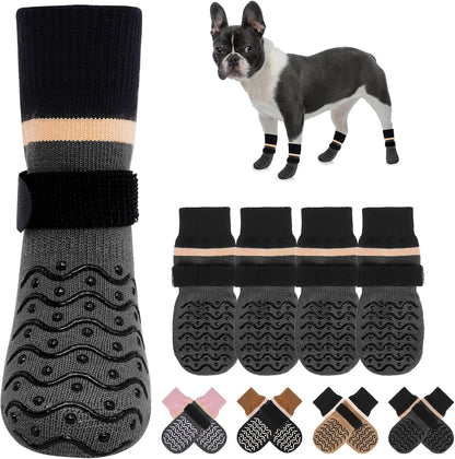 BEAUTYZOO Dog Socks to Prevent Licking Paws -Dog Shoes for Hot Pavement & Hardwood Floors Anti Slip, Traction Control Boots & Paw Protectors with Double Side Grips for Small Medium Large Senior Dogs