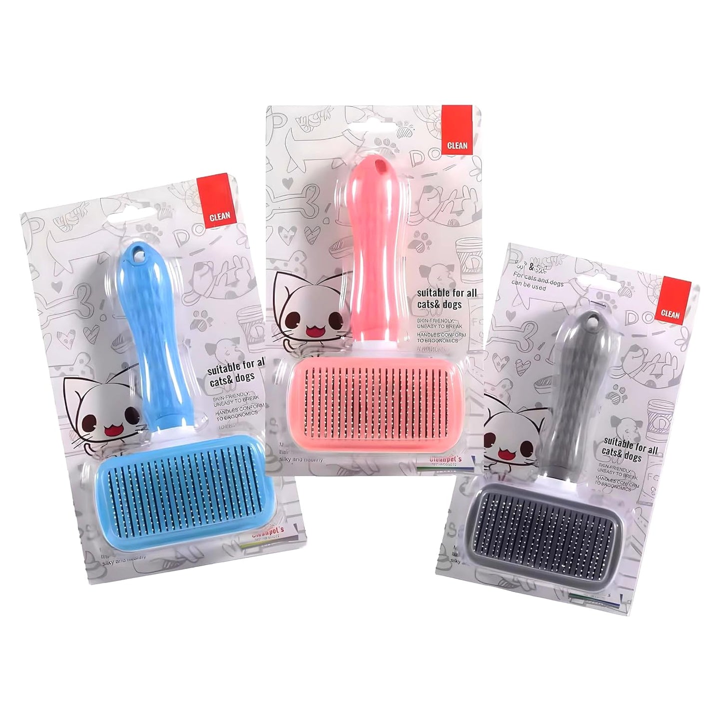 Self-Cleaning Slicker Brush, Dog Cat Bunny Pet Grooming Shedding Brush, Easy to Remove Loose Undercoat, Pet Massaging Tool Suitable for Pets with Long or Short Hair (Black)