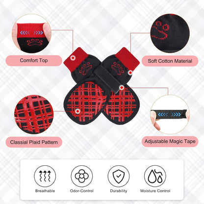 BEAUTYZOO Dog Socks to Prevent Licking Paws -Dog Shoes for Hot Pavement & Hardwood Floors Anti Slip, Traction Control Boots & Paw Protectors with Double Side Grips for Small Medium Large Senior Dogs