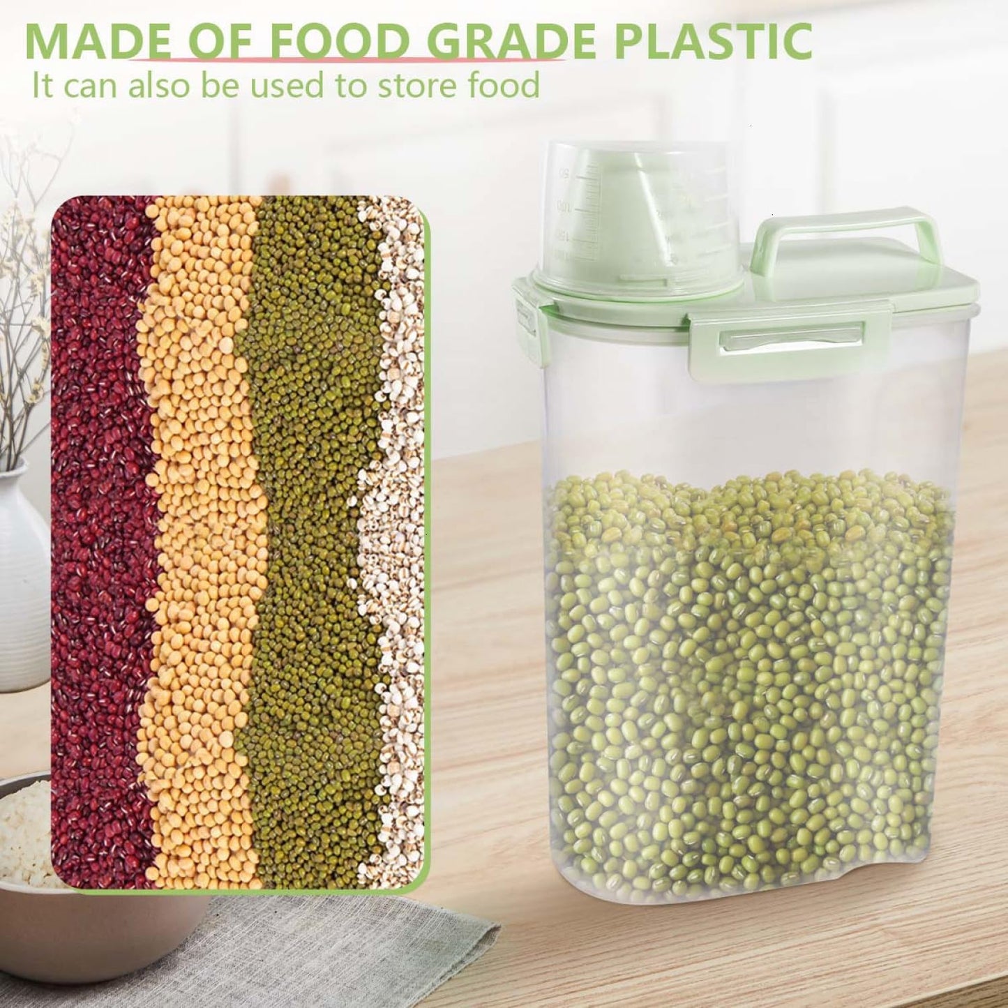 SenseYo 2.5lb Pet Food Storage Container with Measuring Cup, 3L Cat Food Storage Container Dog Food Storage BPA Free for Small Dog, Cat, Bird (Pink)