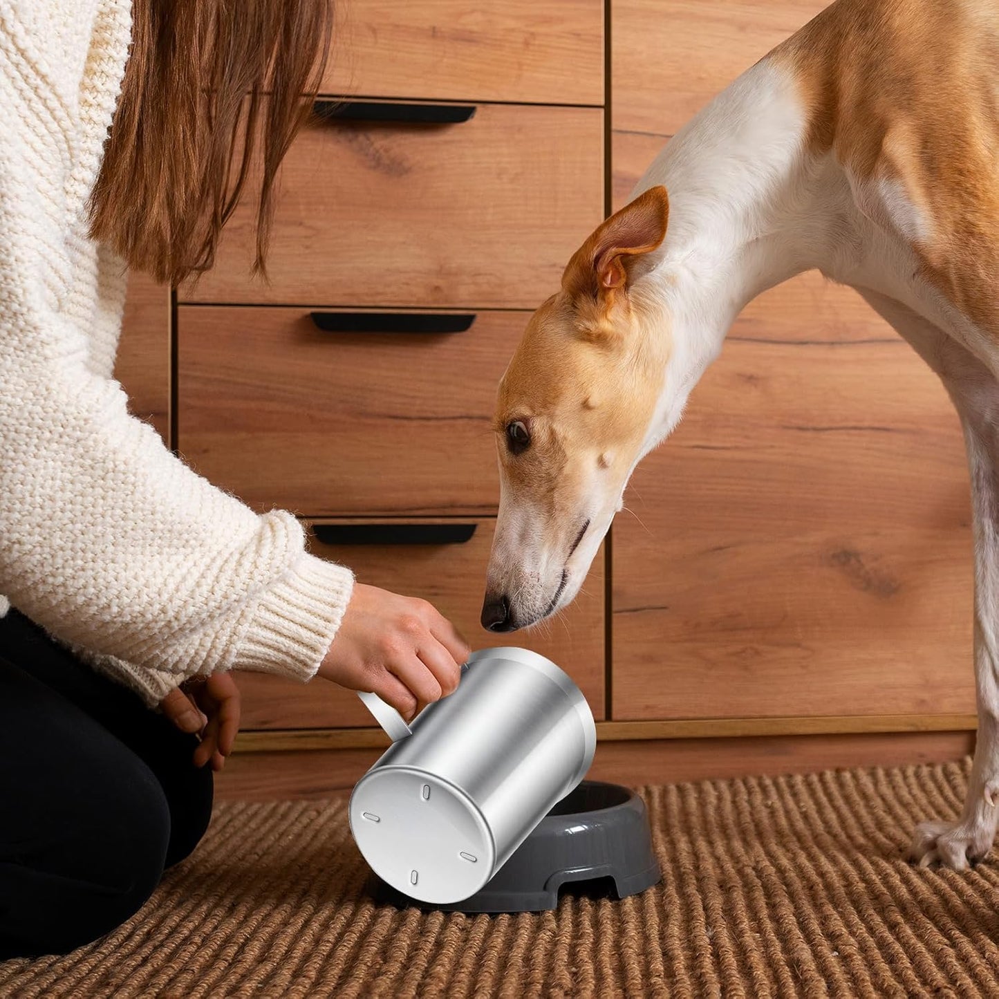 2 Cup Dog Food Scoop 304 Stainless Steel Dog Food Measuring Cups Pet Food Measuring Cups Scoop for Dog,Cat or Bird Food, Injection Molded and Dishwasher Safe