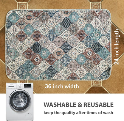nunubaby Washable Pee Pads for Dogs, Stylish, Non-Slip and Leak-Proof Pee Pads. Reusable Potty Pads for Dogs for Crates and Floors.(Beige/Multi, 24" x48" )