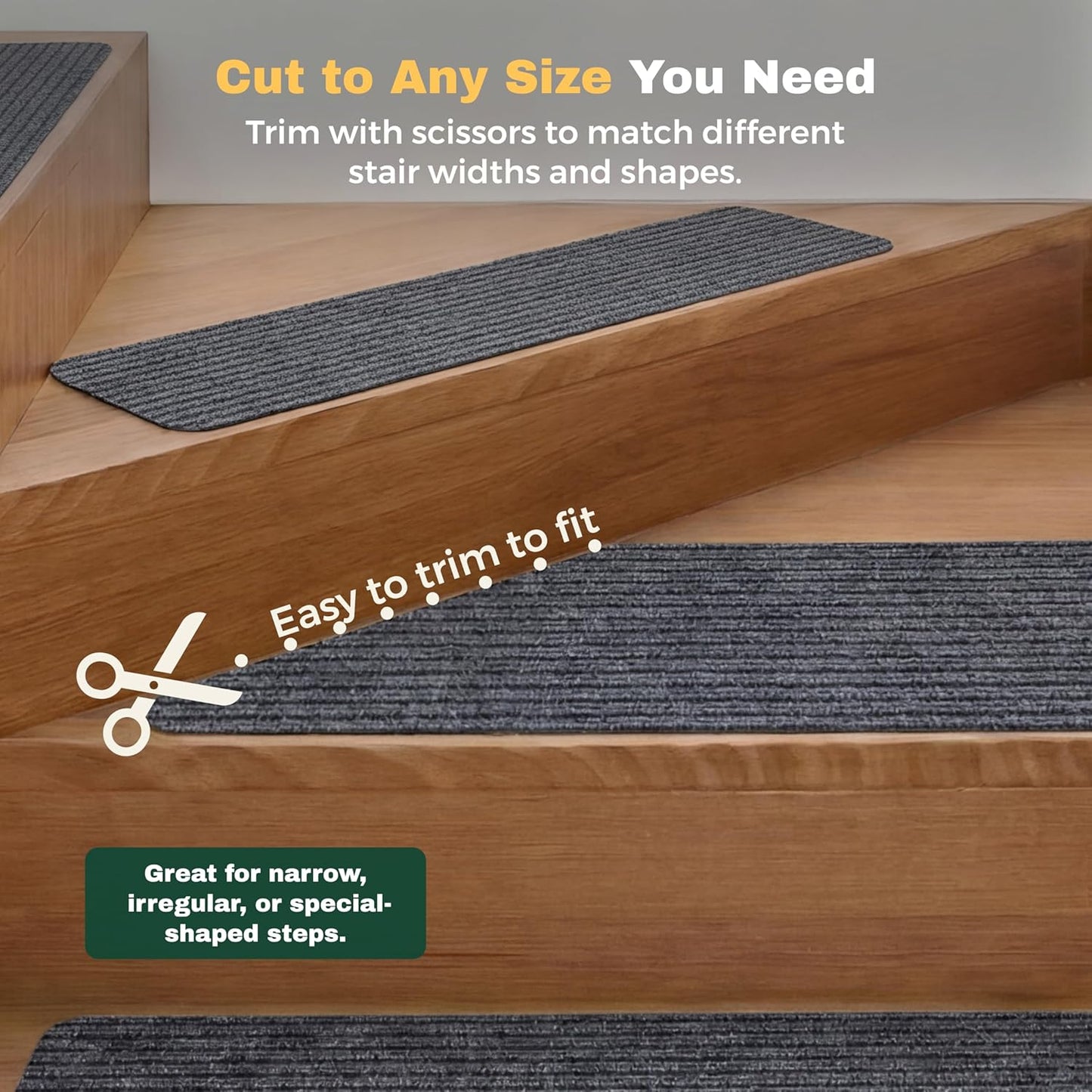 MBIGM 8" X 30" (15 in Pack) Nonslip Carpet Stair Treads Non-Skid Safety Rug Slip Resistant Indoor Runner for Kids Elders & Pets with Reusable Adhesive - Brown - Non Slip Stair Treads Indoor