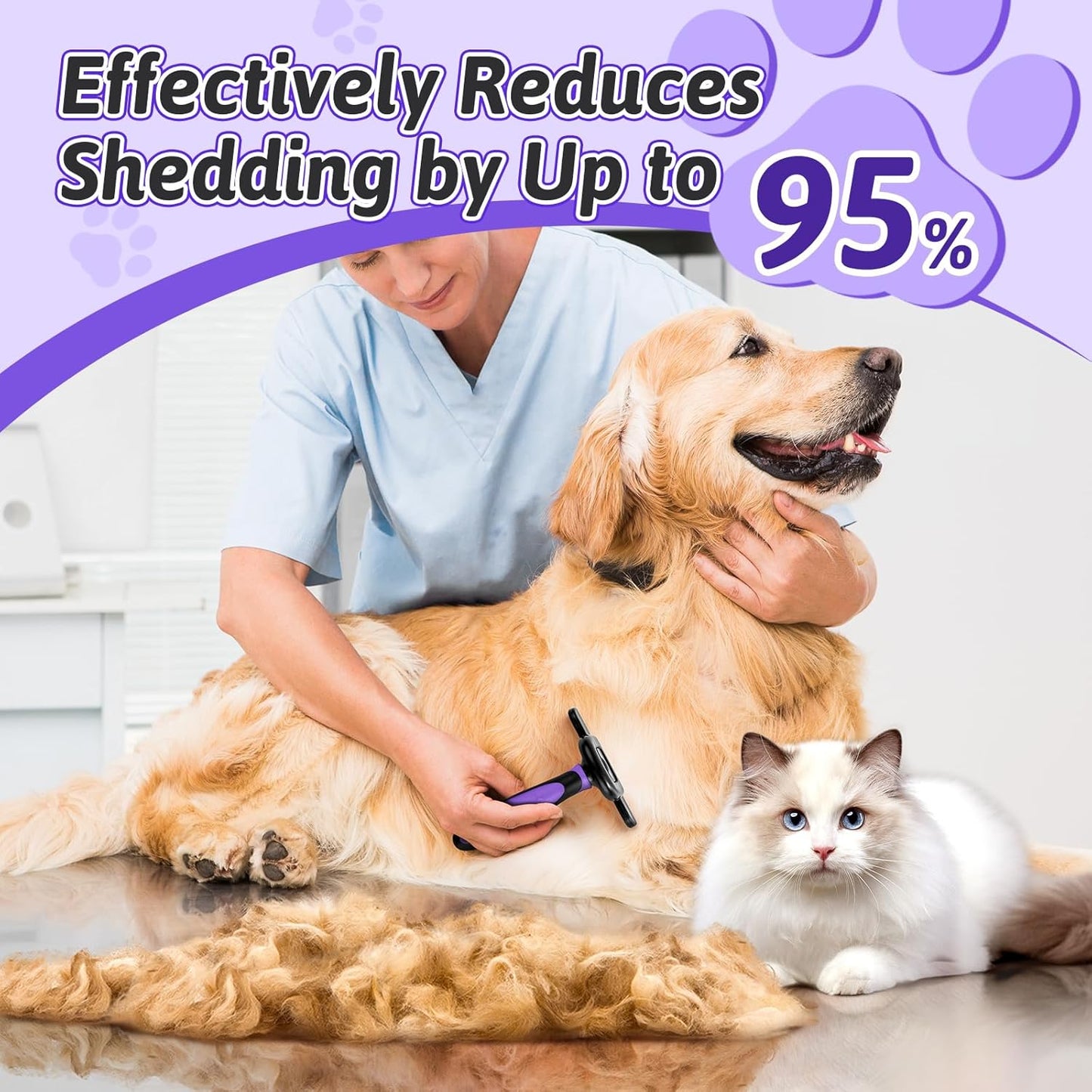 MIU COLOR Pet Grooming Brush, Deshedding Tool for Dogs & Cats, Effectively Reduces Shedding by up to 95% for Short Medium and Long Pet Hair