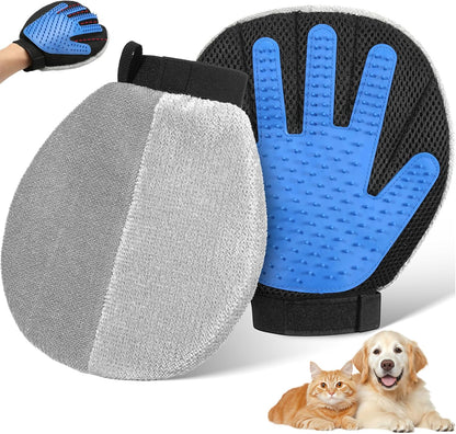 Pawaboo 2-in-1 Pet Hair Removal Glove – Reusable Electrostatic & Silicone Grooming Mitt for Dogs, Cats, Carpet, Couch, Car Seats & Clothing, Dual-Side Gentle Deshedding Tool, Easy to Clean