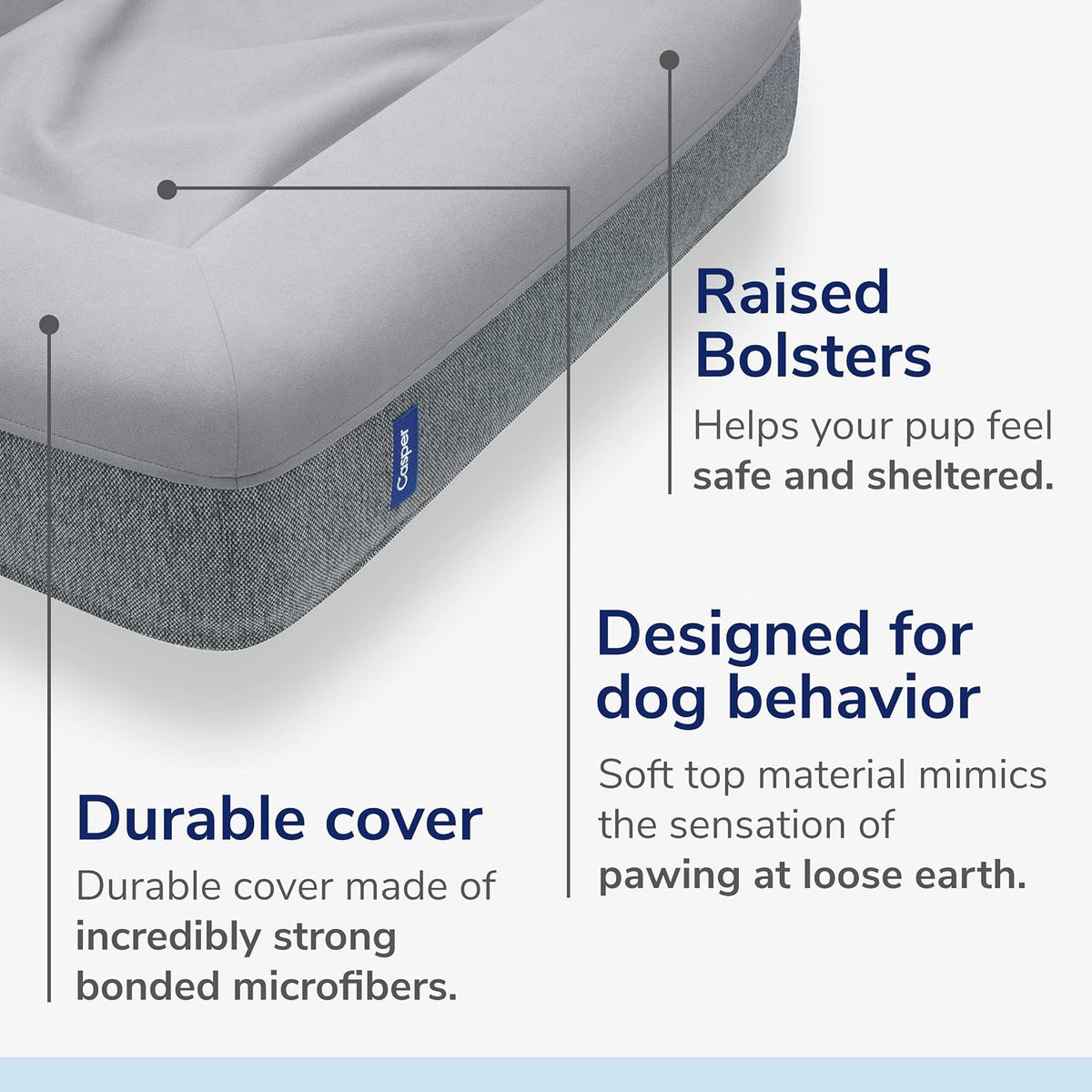 Dog Bed, Plush Memory Foam, Small, Gray, 26.0"L x 19.0"W x 6.0"Th