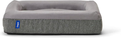 Dog Bed, Plush Memory Foam, Small, Gray, 26.0"L x 19.0"W x 6.0"Th