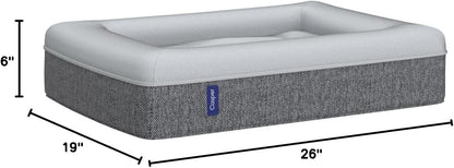 Dog Bed, Plush Memory Foam, Small, Gray, 26.0"L x 19.0"W x 6.0"Th