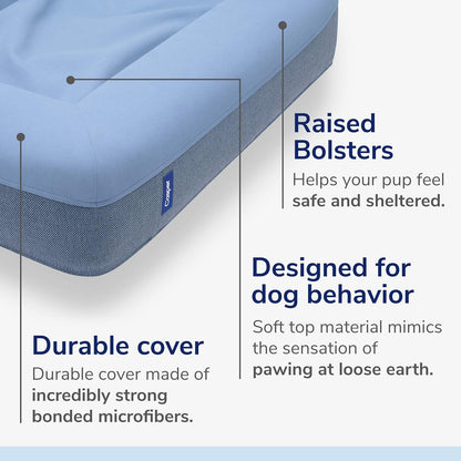 Dog Bed, Plush Memory Foam, Small, Gray, 26.0"L x 19.0"W x 6.0"Th