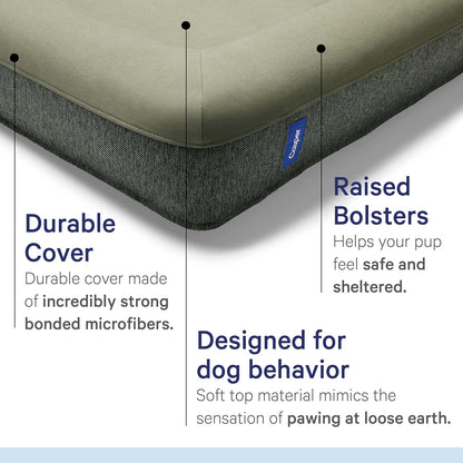 Dog Bed, Plush Memory Foam, Small, Gray, 26.0"L x 19.0"W x 6.0"Th
