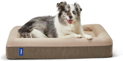 Dog Bed, Plush Memory Foam, Small, Gray, 26.0"L x 19.0"W x 6.0"Th