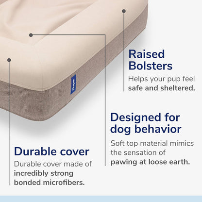 Dog Bed, Plush Memory Foam, Small, Gray, 26.0"L x 19.0"W x 6.0"Th
