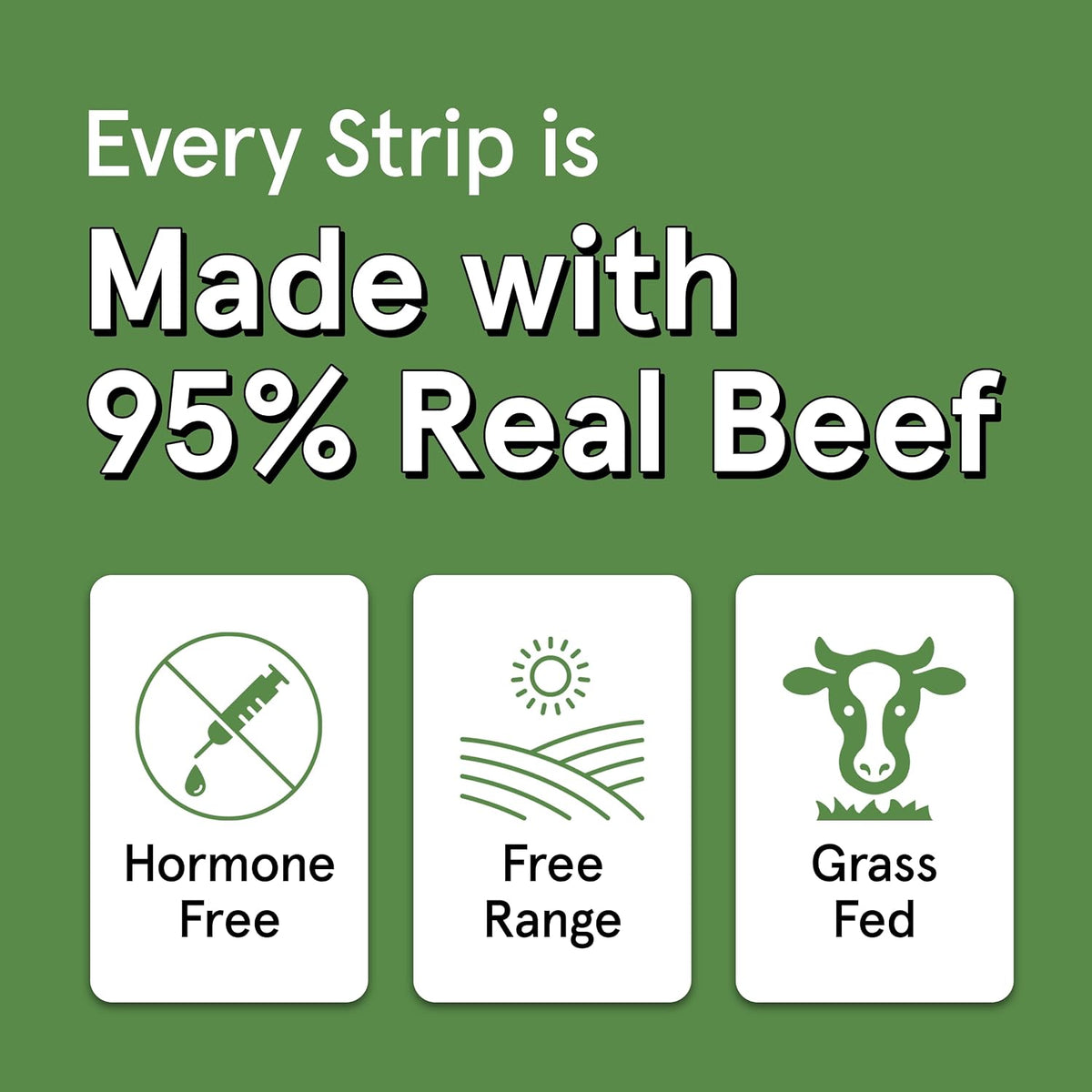 TRMC Real Meat Beef Jerky Dog Treats - 8 Air-Dried Strips of Jerky- Grain-Free Pet Snacks Made up of 95% Free-Range Grass Fed Beef - All-Natural