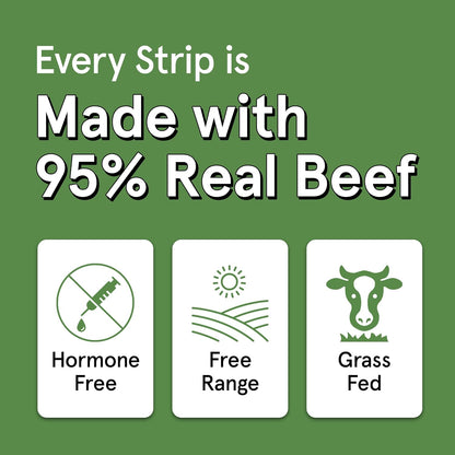 TRMC Real Meat Beef Jerky Dog Treats - 8 Air-Dried Strips of Jerky- Grain-Free Pet Snacks Made up of 95% Free-Range Grass Fed Beef - All-Natural