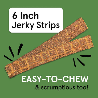TRMC Real Meat Beef Jerky Dog Treats - 8 Air-Dried Strips of Jerky- Grain-Free Pet Snacks Made up of 95% Free-Range Grass Fed Beef - All-Natural
