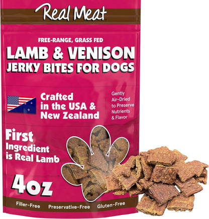 TRMC Real Meat Beef Jerky Dog Treats - 8 Air-Dried Strips of Jerky- Grain-Free Pet Snacks Made up of 95% Free-Range Grass Fed Beef - All-Natural