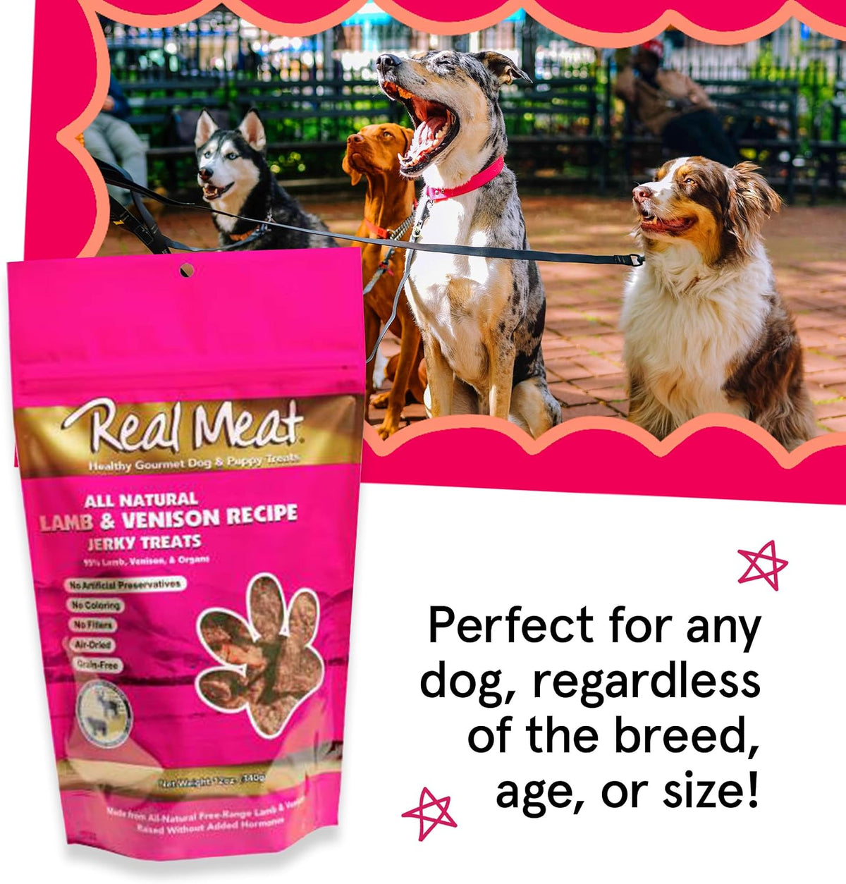 TRMC Real Meat Beef Jerky Dog Treats - 8 Air-Dried Strips of Jerky- Grain-Free Pet Snacks Made up of 95% Free-Range Grass Fed Beef - All-Natural