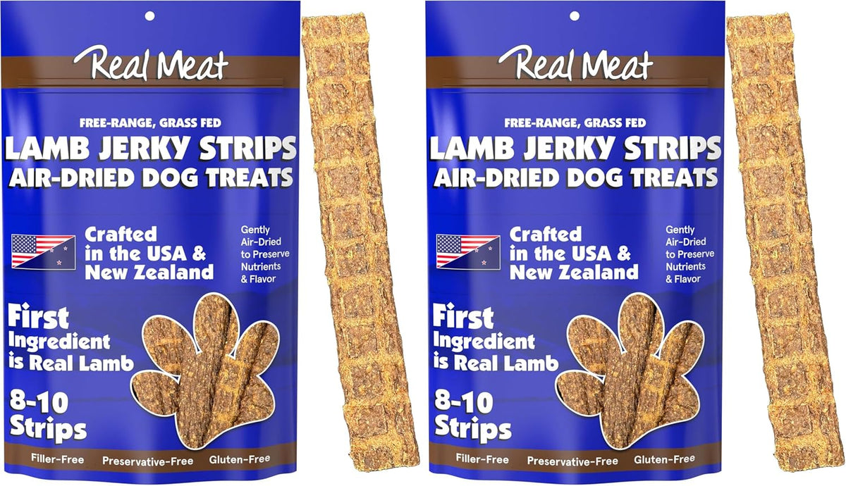 TRMC Real Meat Beef Jerky Dog Treats - 8 Air-Dried Strips of Jerky- Grain-Free Pet Snacks Made up of 95% Free-Range Grass Fed Beef - All-Natural