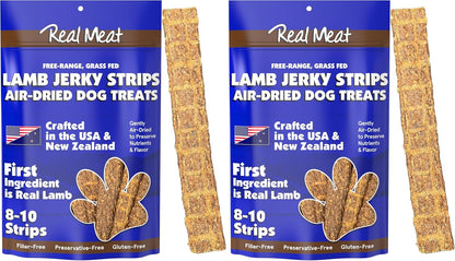 TRMC Real Meat Beef Jerky Dog Treats - 8 Air-Dried Strips of Jerky- Grain-Free Pet Snacks Made up of 95% Free-Range Grass Fed Beef - All-Natural