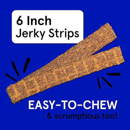 TRMC Real Meat Beef Jerky Dog Treats - 8 Air-Dried Strips of Jerky- Grain-Free Pet Snacks Made up of 95% Free-Range Grass Fed Beef - All-Natural