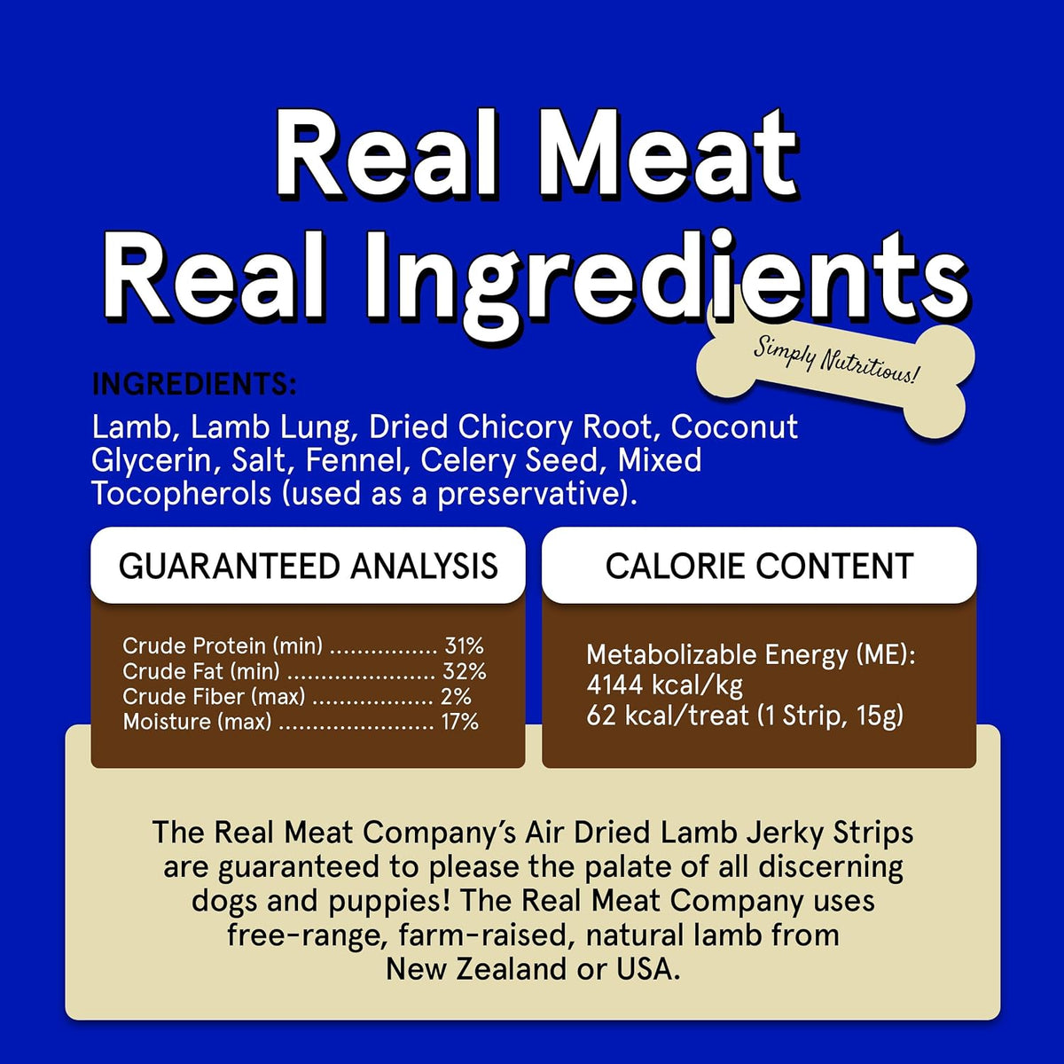 TRMC Real Meat Beef Jerky Dog Treats - 8 Air-Dried Strips of Jerky- Grain-Free Pet Snacks Made up of 95% Free-Range Grass Fed Beef - All-Natural