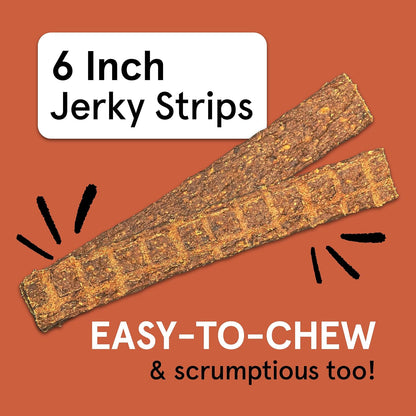 TRMC Real Meat Beef Jerky Dog Treats - 8 Air-Dried Strips of Jerky- Grain-Free Pet Snacks Made up of 95% Free-Range Grass Fed Beef - All-Natural