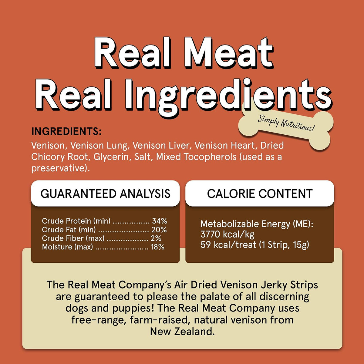 TRMC Real Meat Beef Jerky Dog Treats - 8 Air-Dried Strips of Jerky- Grain-Free Pet Snacks Made up of 95% Free-Range Grass Fed Beef - All-Natural