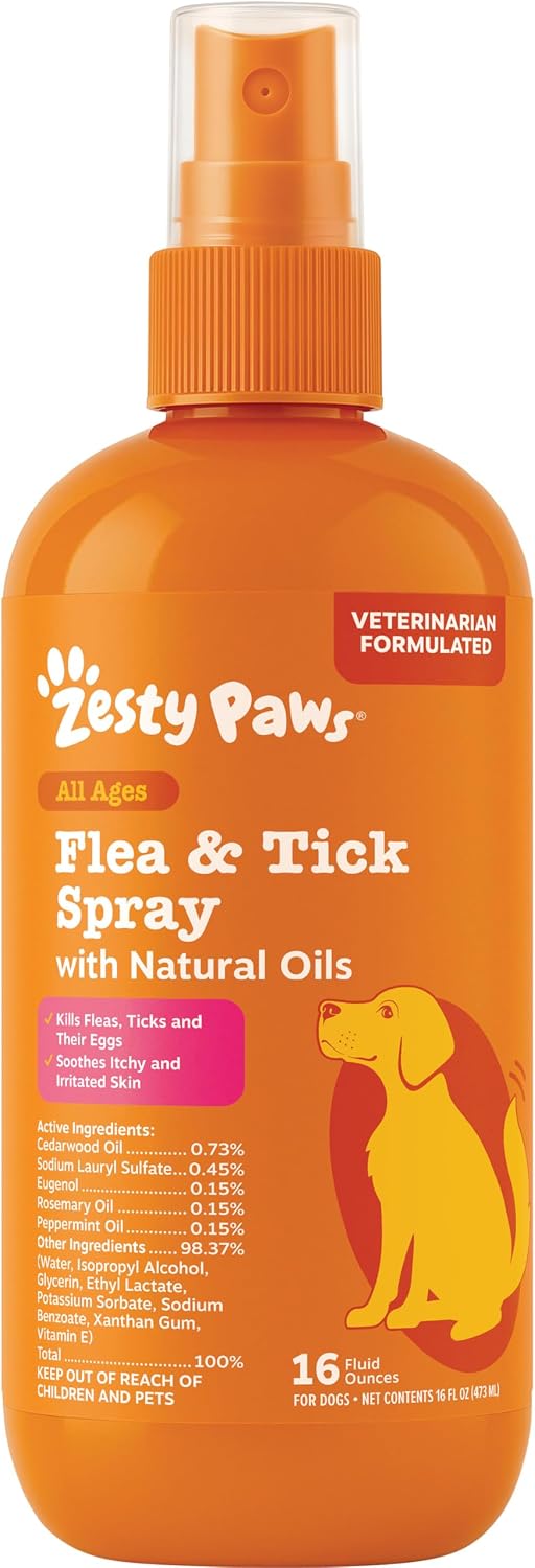 Flea and Tick Spray for Dogs - Kills Fleas, Ticks & Eggs, 16oz