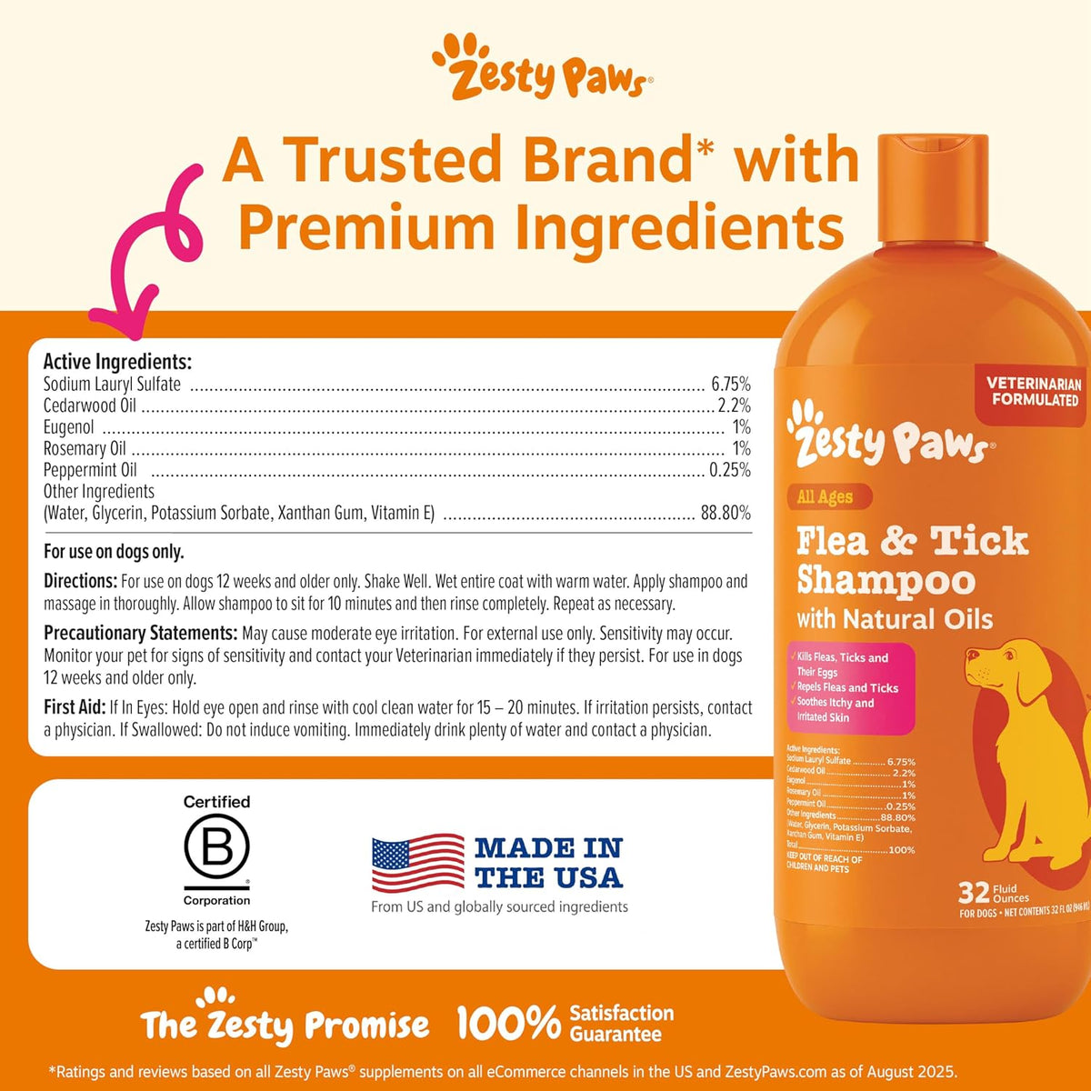 Flea and Tick Spray for Dogs - Kills Fleas, Ticks & Eggs, 16oz