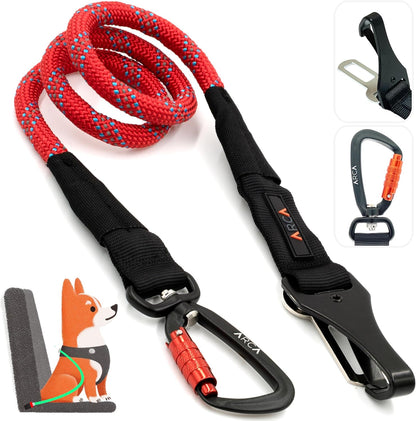 Dog Seat Belt for Car | Universal Pet Car Seatbelt with Reflective Climbing Rope, Aviation Aluminum Carabiner with 360° Swivel & Auto-Lock, Secure Safety Restraint (Trail Blue 360°)