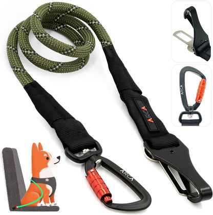 Dog Seat Belt for Car | Universal Pet Car Seatbelt with Reflective Climbing Rope, Aviation Aluminum Carabiner with 360° Swivel & Auto-Lock, Secure Safety Restraint (Trail Blue 360°)