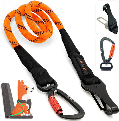 Dog Seat Belt for Car | Universal Pet Car Seatbelt with Reflective Climbing Rope, Aviation Aluminum Carabiner with 360° Swivel & Auto-Lock, Secure Safety Restraint (Trail Blue 360°)