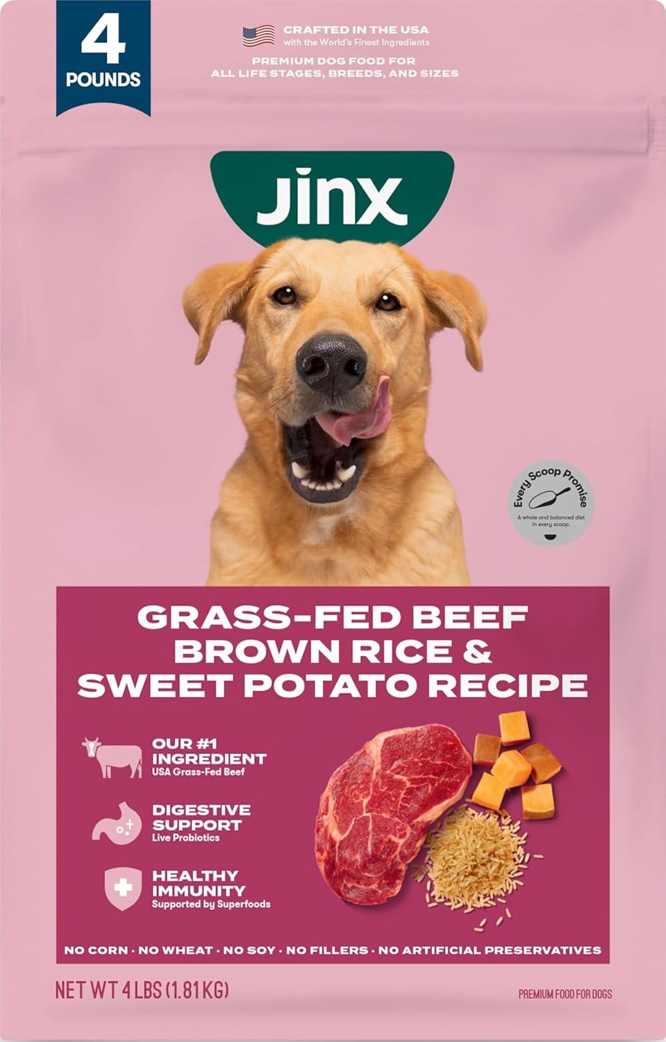 Dry Dog Food - Grass-Fed Beef, Brown Rice & Sweet Potato, 4lb