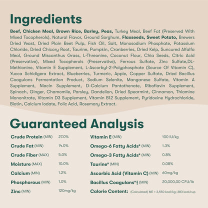 Dry Dog Food - Grass-Fed Beef, Brown Rice & Sweet Potato, 4lb