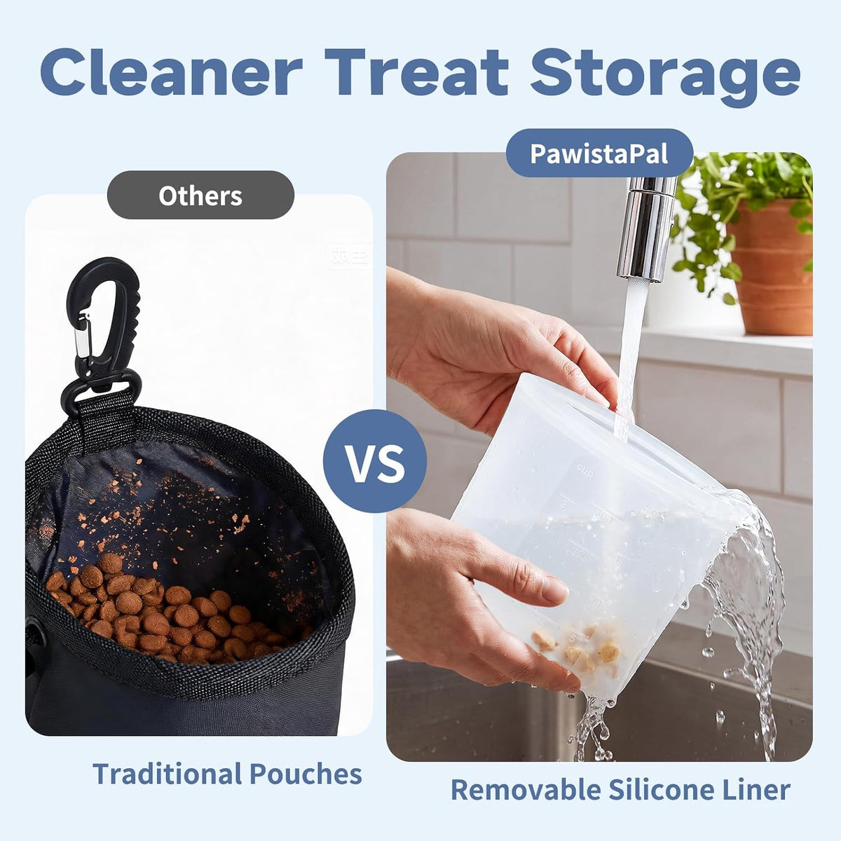 Dog Treat Pouch for Pet Training, One-Hand Magnetic Closure, Hands-Free Treat Bag with Silicone Liner, No Mess No Smell