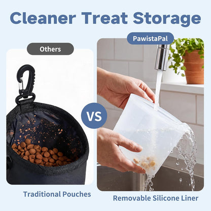 Dog Treat Pouch for Pet Training, One-Hand Magnetic Closure, Hands-Free Treat Bag with Silicone Liner, No Mess No Smell