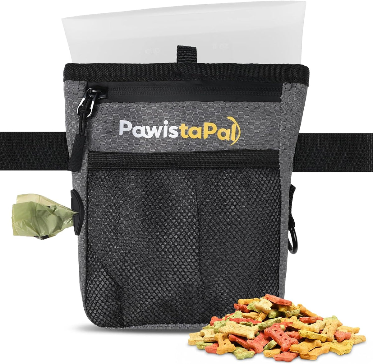 Dog Treat Pouch for Pet Training, One-Hand Magnetic Closure, Hands-Free Treat Bag with Silicone Liner, No Mess No Smell