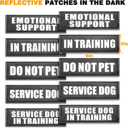 Service Dog Vest Harness for Large Dog, Tactical Working MOLLE Vest with 10 Pet Patches, No Pull Heavy Duty Harness for Training Walking