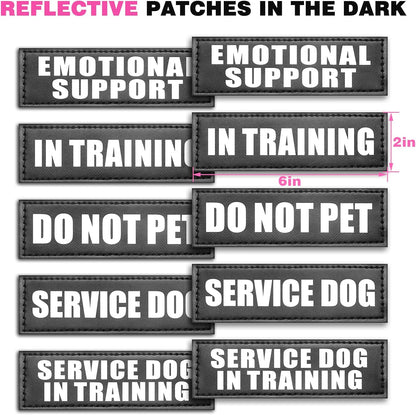 Service Dog Vest Harness for Large Dog, Tactical Working MOLLE Vest with 10 Pet Patches, No Pull Heavy Duty Harness for Training Walking