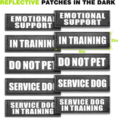 Service Dog Vest Harness for Large Dog, Tactical Working MOLLE Vest with 10 Pet Patches, No Pull Heavy Duty Harness for Training Walking