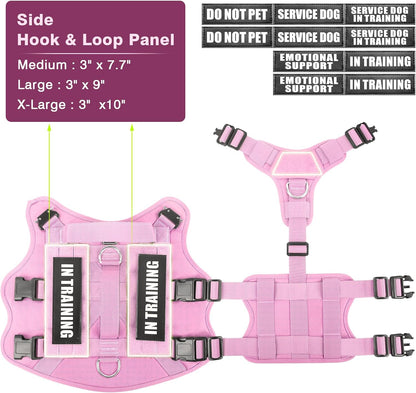 Service Dog Vest Harness for Large Dog, Tactical Working MOLLE Vest with 10 Pet Patches, No Pull Heavy Duty Harness for Training Walking