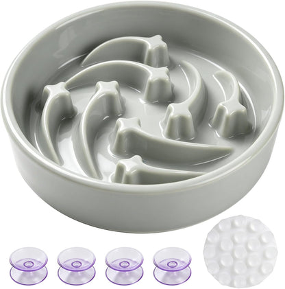 Slow Feeder Dog Bowls Anti-Choking Puzzle Dog Food Bowls Anti-Slip Interactive Feeding Slow Down Eating Bloat Stop Maze Dishes for Medium Breeds, Grey