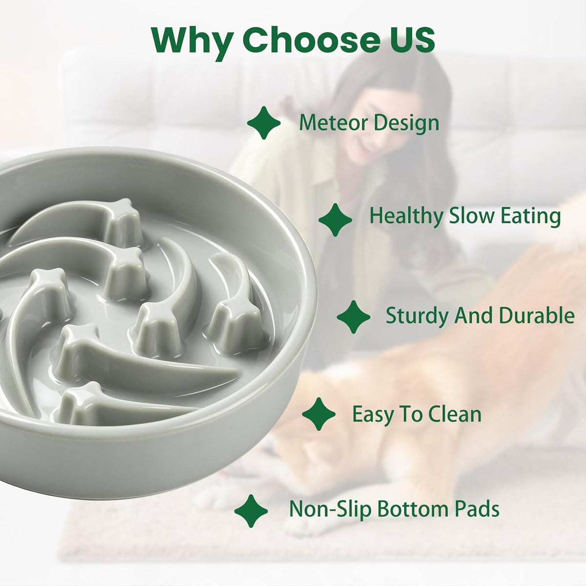 Slow Feeder Dog Bowls Anti-Choking Puzzle Dog Food Bowls Anti-Slip Interactive Feeding Slow Down Eating Bloat Stop Maze Dishes for Medium Breeds, Grey