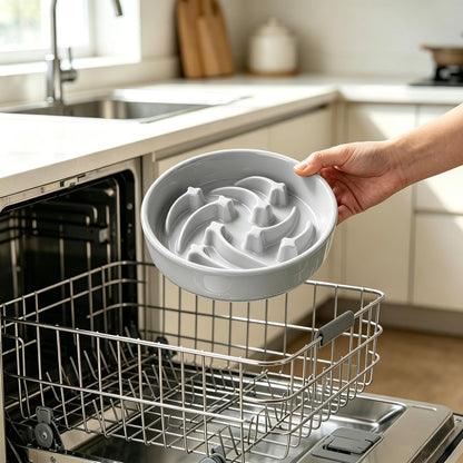 Slow Feeder Dog Bowls Anti-Choking Puzzle Dog Food Bowls Anti-Slip Interactive Feeding Slow Down Eating Bloat Stop Maze Dishes for Medium Breeds, Grey