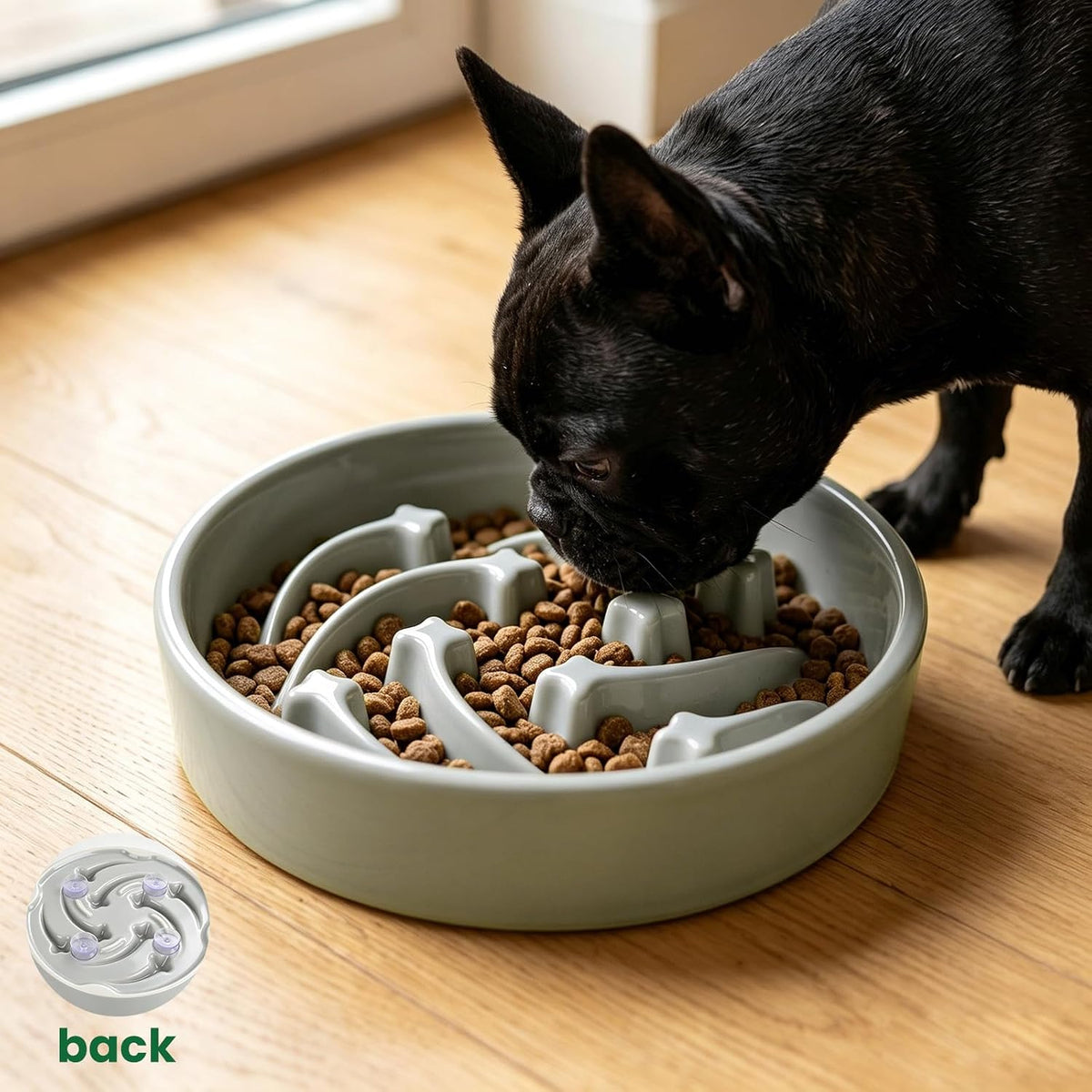 Slow Feeder Dog Bowls Anti-Choking Puzzle Dog Food Bowls Anti-Slip Interactive Feeding Slow Down Eating Bloat Stop Maze Dishes for Medium Breeds, Grey