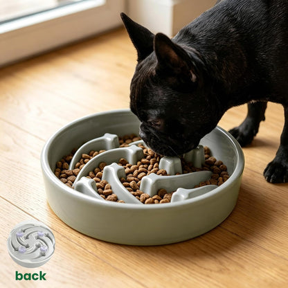 Slow Feeder Dog Bowls Anti-Choking Puzzle Dog Food Bowls Anti-Slip Interactive Feeding Slow Down Eating Bloat Stop Maze Dishes for Medium Breeds, Grey