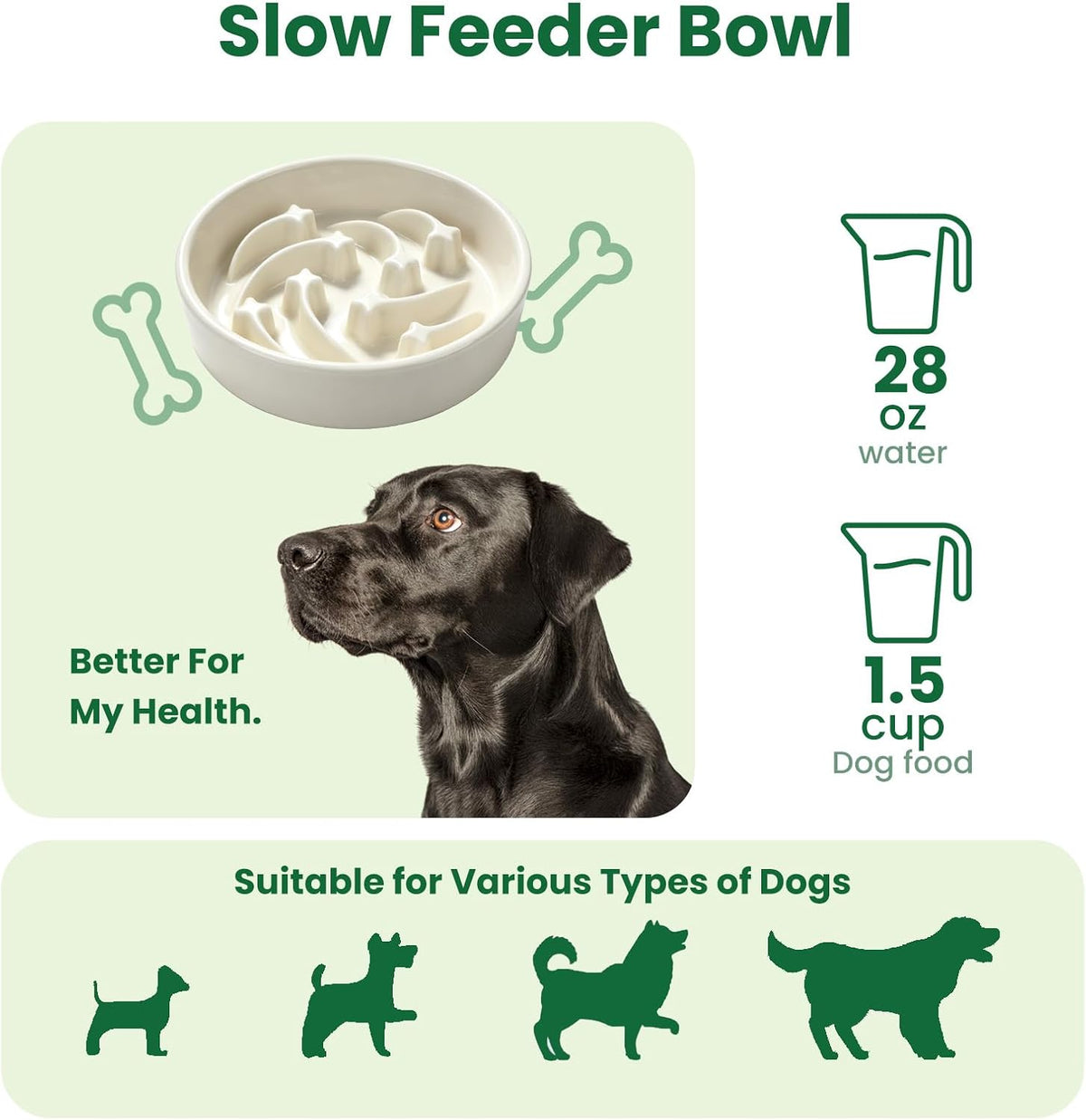 Slow Feeder Dog Bowls Anti-Choking Puzzle Dog Food Bowls Anti-Slip Interactive Feeding Slow Down Eating Bloat Stop Maze Dishes for Medium Breeds, Grey