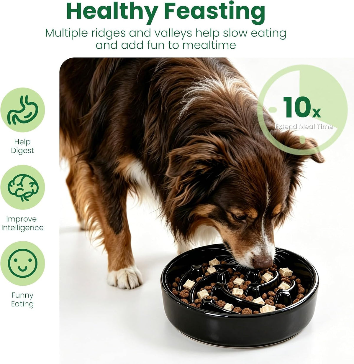 Slow Feeder Dog Bowls Anti-Choking Puzzle Dog Food Bowls Anti-Slip Interactive Feeding Slow Down Eating Bloat Stop Maze Dishes for Medium Breeds, Grey
